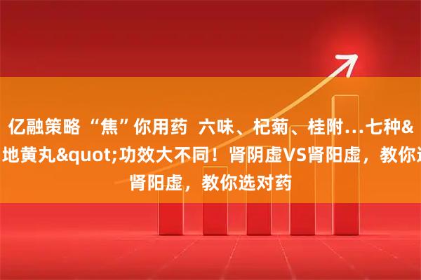 亿融策略 “焦”你用药  六味、杞菊、桂附…七种"地黄丸"功效大不同！肾阴虚VS肾阳虚，教你选对药